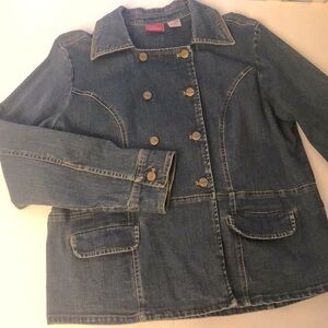 Pappagallo Denim Jeans Jacket Double Breasted Style Size Medium